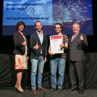 Sieger des Münchner Businessplanwettbewerbs Magazino mit Staatsministerin Ilse Aigner und LfA Vorstand Dr. Otto Beierl