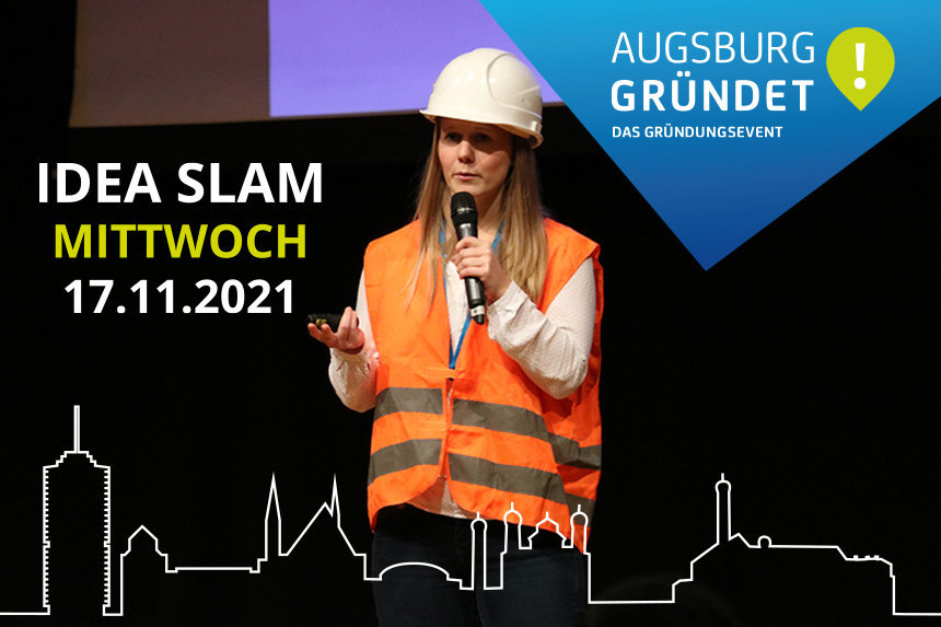 Bildrechte: Digitales Zentrum Schwaben, Linda Mayr, Mitgründerin und Geschäftsführerin der Planstack GmbH beim Idea Slam 2018